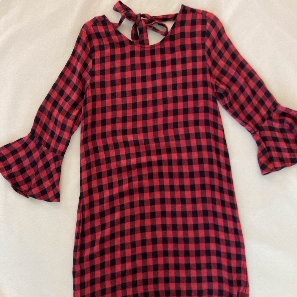 Anthropologie Cloth and Stone Red and Black Checkered Dress size Small